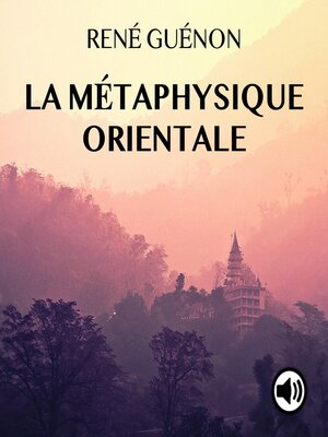 cover image of La métaphysique orientale